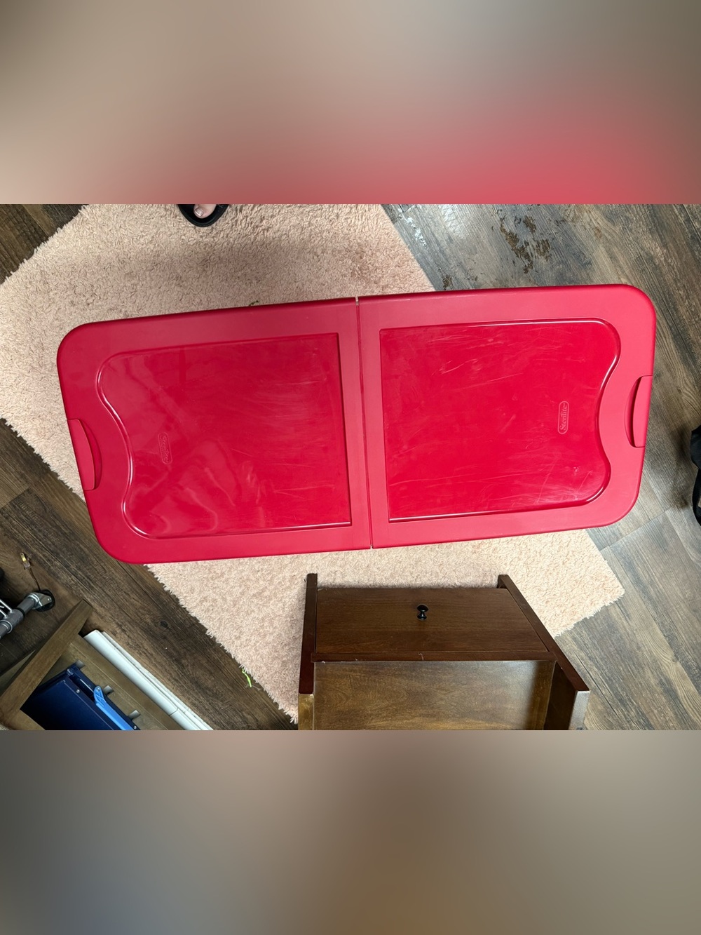 Red Folding Plastic storage container